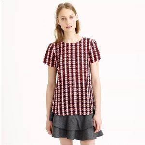 J CREW Petal Sleeve Top in Shadow Diamond Shirt 12